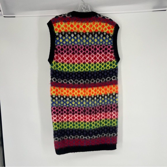 AGR Argyle Knit Colorful Sleeveless Mohair Mini Sweater Vest Dress Small NWT - Picture 9 of 9